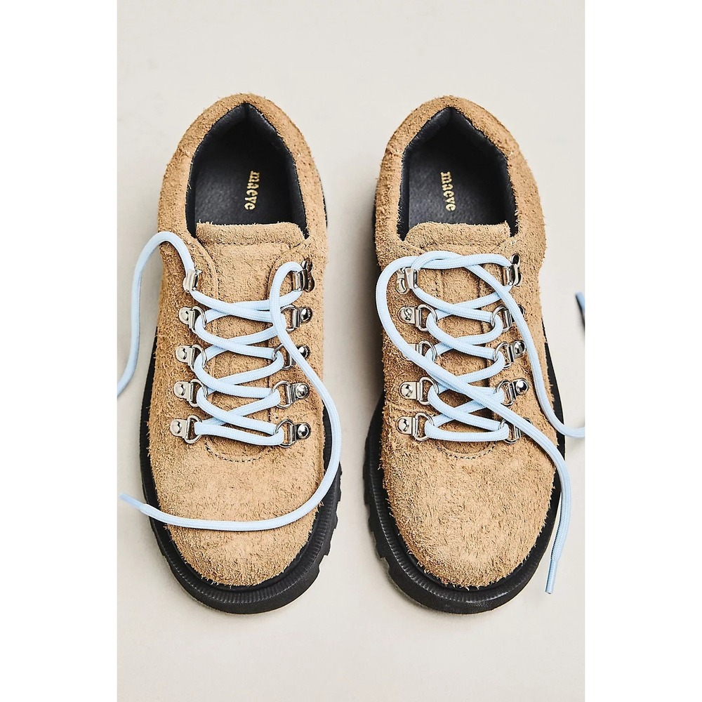 NEW ANTHROPOLOGIE $196 Maeve Lace-Up Low Hiker Shoes Light Beige 7/7.5